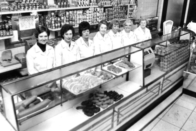 Staff in Dicksons butchers shop in 1976. Is there someone you know in this photo? Photo: Shields Gazette