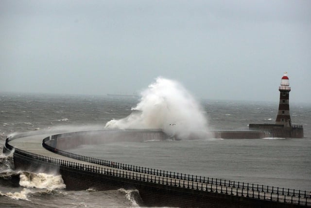 Angry seas on the coast as Storm Doris takes hold in 2017.