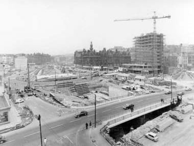 Charing Cross was dramatically changed in the late sixties as work began on the M8 motorway. 