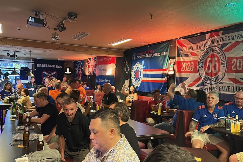 Over in Thailand, all the Bangkok Bears meet up in The Sportsman to watch the Rangers games.