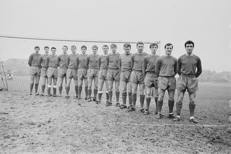 The 1966 Bristol City F.C. football team including Jantzen Derrick, Fred Ford (manager) and Bert Bush (secretary) (Photo by Express/Hulton Archive/Getty Images)
