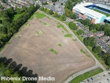 This drone footage by Phonix Browes show Hillsborough Park on September 2, 2023, six weeks on from Tramlines and around four weeks after restorations began.
