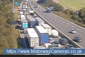 The M1 northbound pictured this morning after a crash near Woodall Services. Picture: National Highways