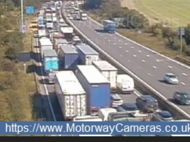 The M1 northbound pictured this morning after a crash near Woodall Services. Picture: National Highways
