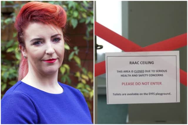 A Sheffield MP has called the crisis of RAAC in schools "one of the biggest scandals she's ever seen". Photo of classroom sign by Jacob King/PA Wire.
