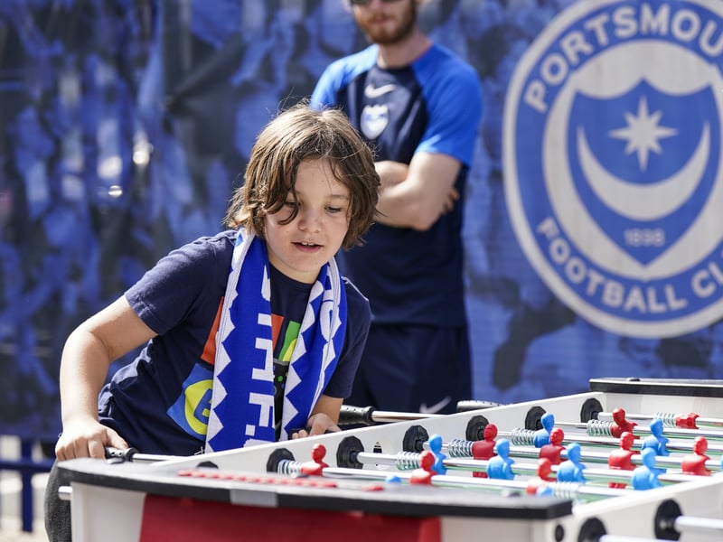 Fans take in some pre-match entertainment at Fratton Park ahead of Portsmouth v Peterborough United