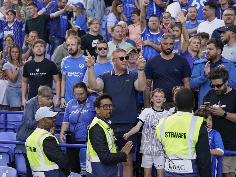 Pompey fans take in the atmosphere at Fratton Park