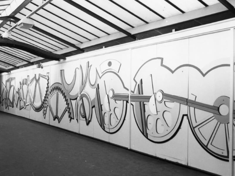 Mural on the footbridge at Sheffield Midland Station, on Sheaf Street, in 1986. Photo: Picture Sheffield