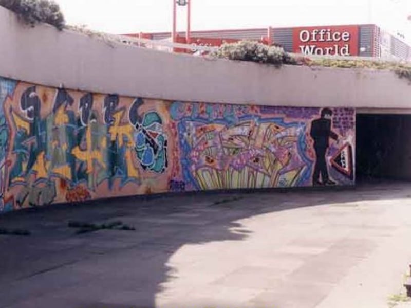 Mural in the Furnival Gate/Arundel Gate/Eyre Street underpass, Sheffield city centre, in 1996. Photo: Picture Sheffield