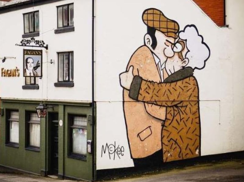 Pete McKee mural on the side of Fagan's pub, 69 Broad Lane, Sheffield, in 2017. Photo: Picture Sheffield