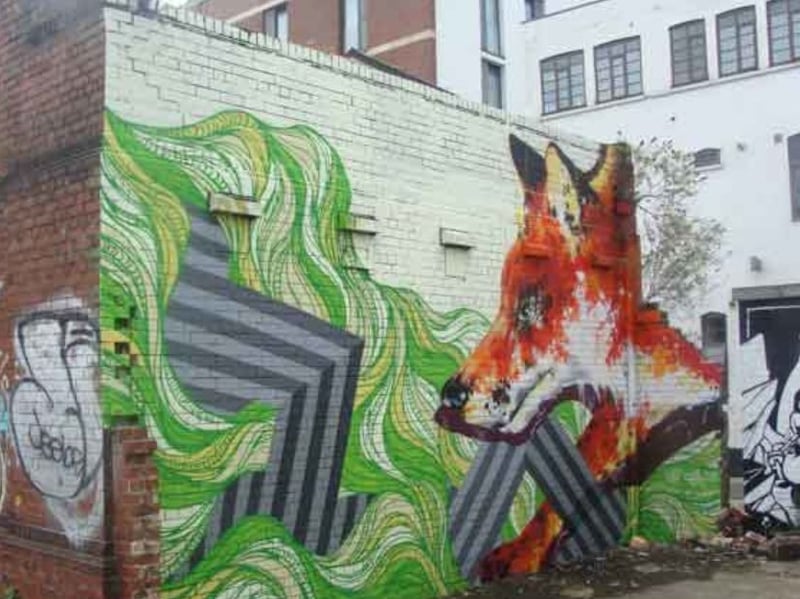 Urban fox mural on Charles Street, Sheffield, by Peachzz and Aliss Curtiss, in 2017. Photo: Andrew Milroy/Picture Sheffield