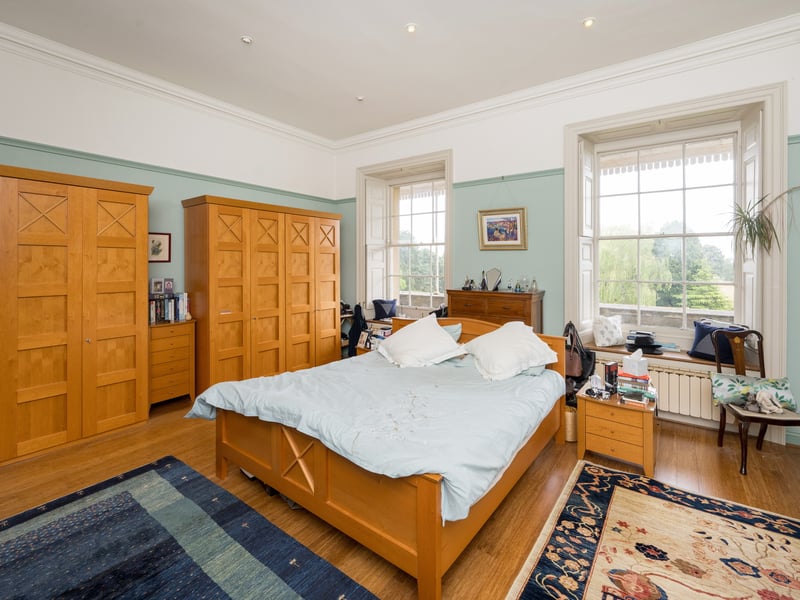One of the six bedrooms inside the property