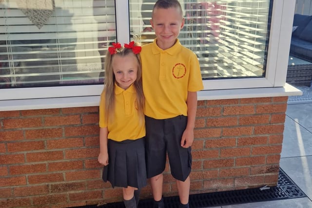 Leon and Mila ready for their first day back at Jarrow Cross
Credit: Sara Costella