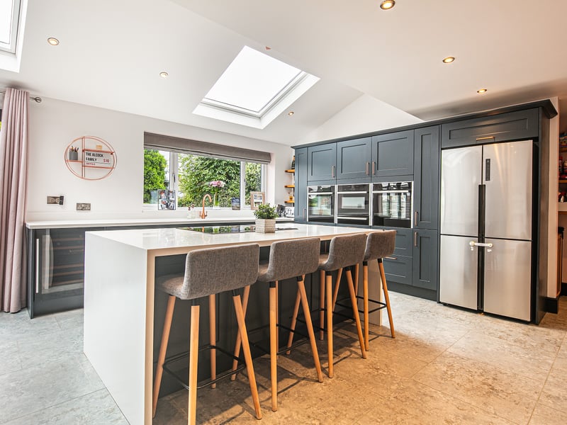 The kitchen has two electric ovens, a micro-combi oven, a plate warming drawer and more. (Photo courtesy of Spencer Estate Agents)
