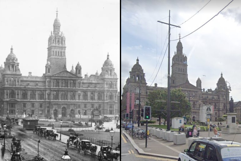 George Square has changed faces many times in its century’s long lifespan although it’s always kept that square shape - in the last 120 years we’ve seen more greenery added, alongside more statues moved to the central sqaure.