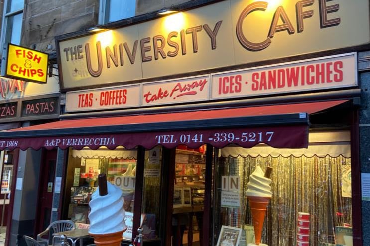 University Cafe was next up - Only Scrans  praised the antique vintage heritage vibe of the cafe. He loved the fish and haggis he got from the old chippie. Echoing Bourdains famous words about the Glasgow instituion, he loved the place, and their ice cream too.