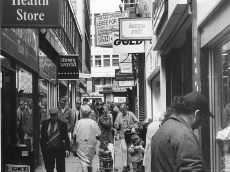 Chapel Walk, Sheffield, in 1994, showing shops including Health Store and News World. Photo: Picture Sheffield
