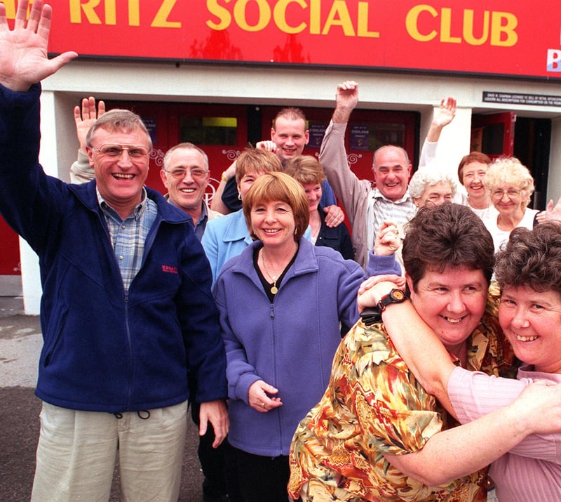 Bingo winners pictured outside David's Place, Ritz Social Club, Southey Green, before setting off on their holiday to Las Vagas. In the foreground are sisters Deborah Broad (left) and Victoria Nock