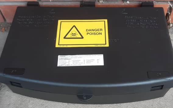 Poison boxes like the one pictured will be placed in gardens in Eastwood, Rotherham to combat a rat infestation. (Photo courtesy of Rotherham Metropolitan Borough Council)