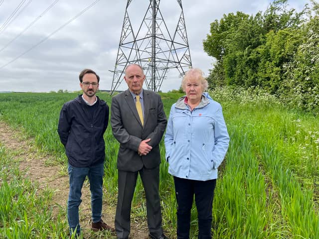 Councillor Ian Horner (centre) with fellow Beighton councillors Kurtis Crossland and Ann Woolhouse at the proposed industrial and traveller site. (Photo courtesy of Sheffield Lib Dems)