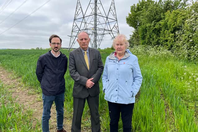 Councillor Ian Horner (centre) with fellow Beighton councillors Kurtis Crossland and Ann Woolhouse at the proposed industrial and traveller site. (Photo courtesy of Sheffield Lib Dems)