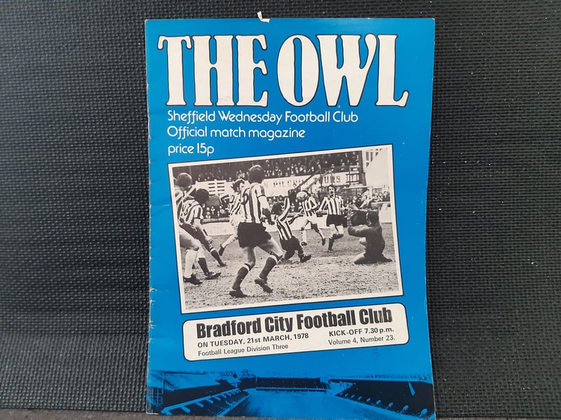 The Owls beat Bradford, described inside as 'the Paraders', 2-0 on March 21, 1978.