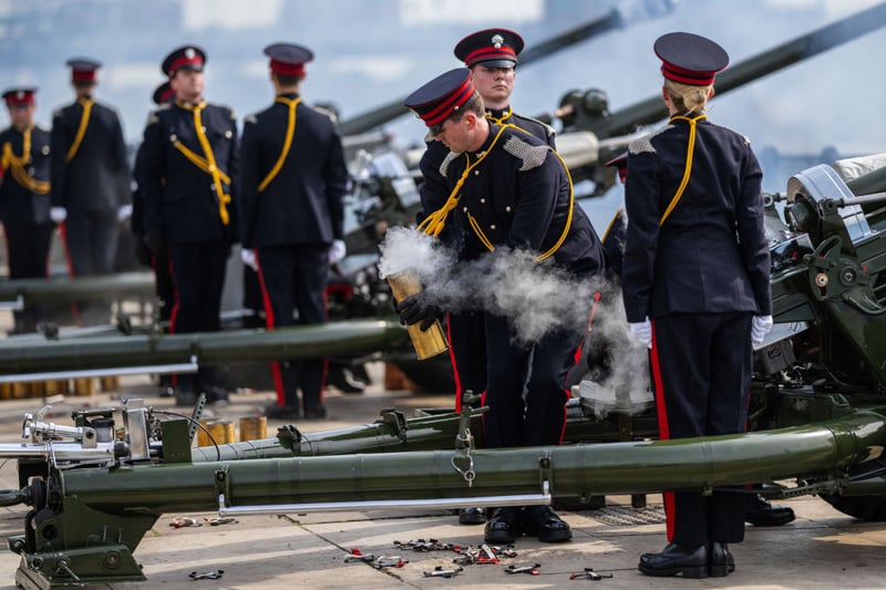 To mark the anniversary of King Charles’s accession to the throne, gun salutes were fired at midday on Friday in Hyde Park and at 1pm at the Tower of London.