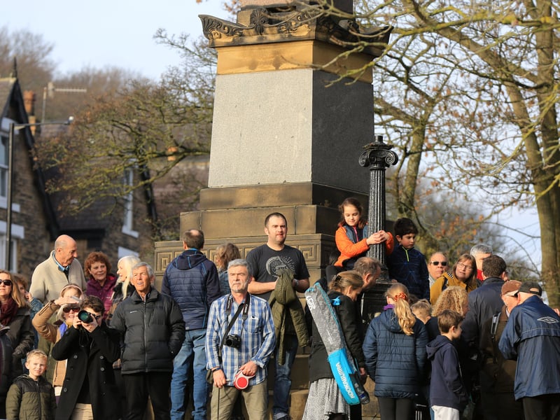 Crowds watch as war planes from Britain and the United States stage a flypast tribute to 10 US airmen 75 years after they crashed to their deaths in Endcliffe Park, Sheffield. The Mi Amigo flypast over Endcliffe Park was broadcast live on BBC Breakfast on Friday, February 22, 2019.