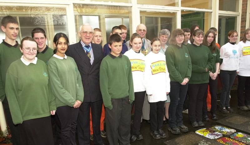 Meadowhead School pupils with the High Sheriff and Lord Mayor after doing community work
