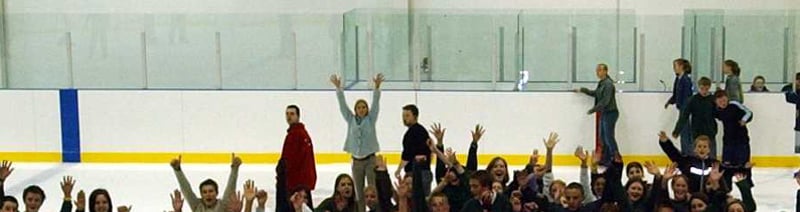 Students from Meadowhead School are amongst the first to sample the skating at the new ice Sheffield venue at Don Valley, Sheffield, in May 2003