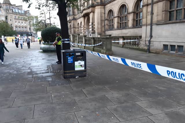 Police have cordoned off Sheffield Town Hall. Picture: David Kessen, National World