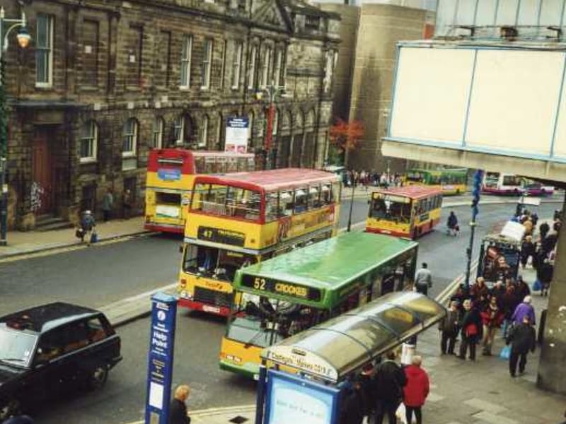 The Castlegate/Markets bus stop on Waingate, Sheffield, showing the Old Town Hall. Photo: Picture Sheffield/South Yorkshire Passenger Transport Executive