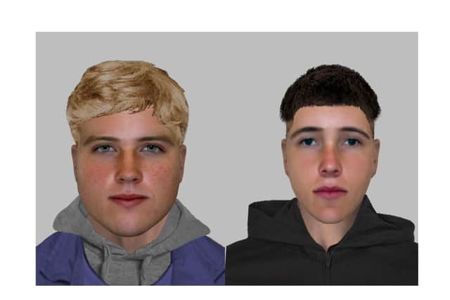 Police would like to speak to the men depicted in these e-fit images. Anyone who can help is asked to please pass information to police, via their online live chat, online portal or by calling 101