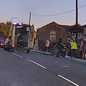 Dashcam footage shows paramedics at the scene