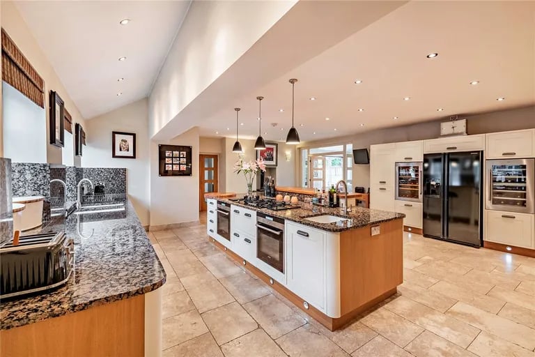 The open plan modern kitchen.