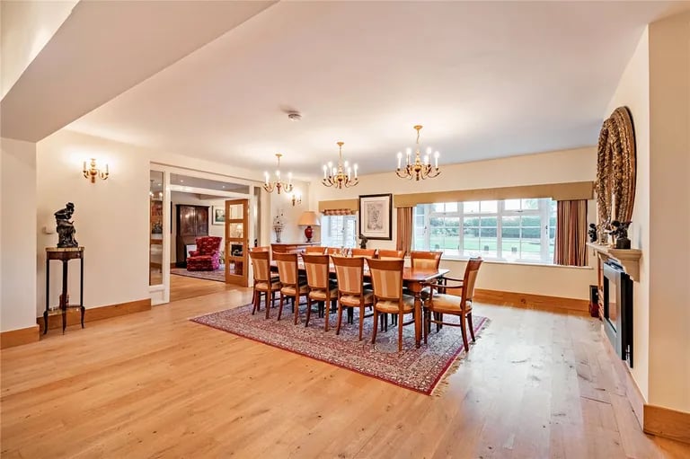 The dining room is a perfect place to entertain lots of guests and family.