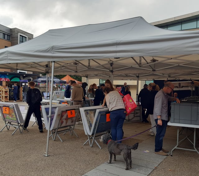 Stalls with posters, food and drink, and promoting various clubs and societies for students to get involved with are all set up around the centre of the student village.