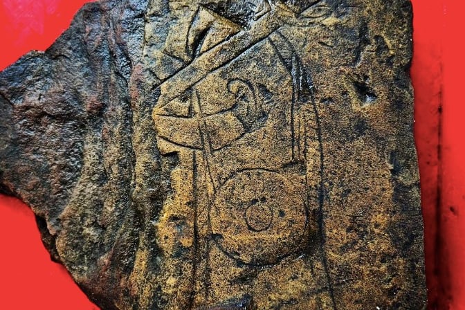 The Govan Warrior carving discovered at the weekend. 