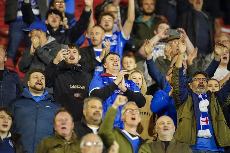 Pompey fans in song against Barnsley.