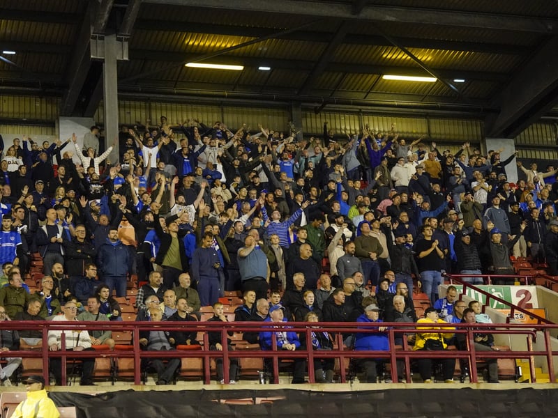 A wide-angle shot of most Pompey fans in the away end against Barnsley. 