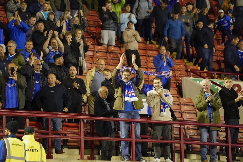 Pompey fans show their appreciation after beating Barnsley. 