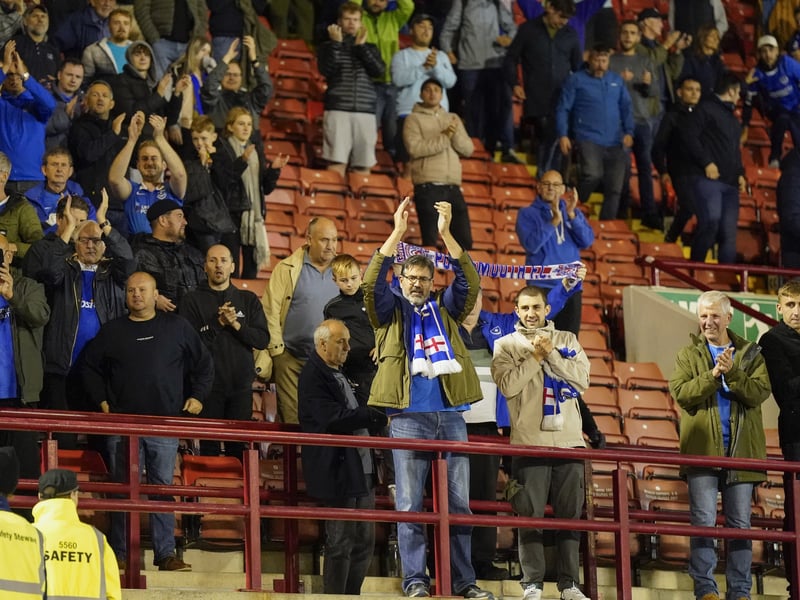 Pompey fans show their appreciation after beating Barnsley. 