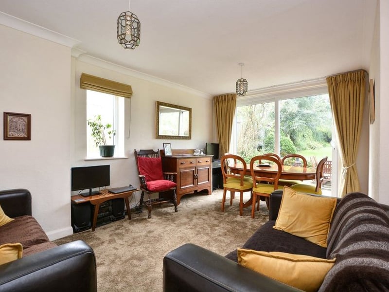 The separate, bright dining room.
