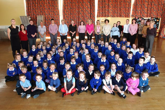 A 2003 view of the pupils and staff at Carley Hill Primary School.