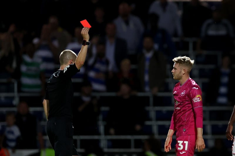 Suspended after receiving a red card at Queens Park Rangers.