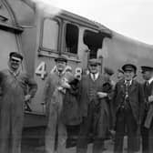 Mallard 3rd July 1938. L to R - Fireman T Bray, Driver J Duddington, both based at Doncaster shed, Inspector 'Sam' Jenkins from LNER Head Office, and Guard Henry Croucher of Kings CrossPhotographer. Picture: Science Museum Group Collection
