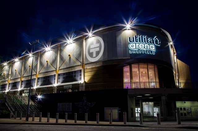 Take That are expected to visit Utilita Arena Sheffield as part of a soon to be announced UK tour, after the band's logo was projected onto the side of the venue. Photo: Utilita Arena Sheffield