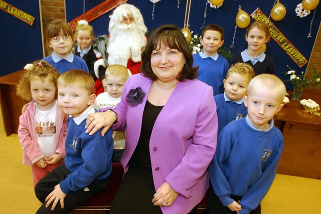 Head teacher Avril Short was given a warm and festive send off when she retired from the school at Christmas in 2004.