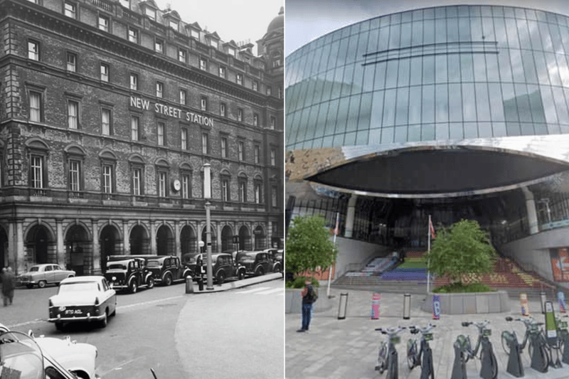 Birmingham New Street Station has undergone quite the transformation over the years. The entrance is pictured on the left here in 1962 and in 2023 on the right