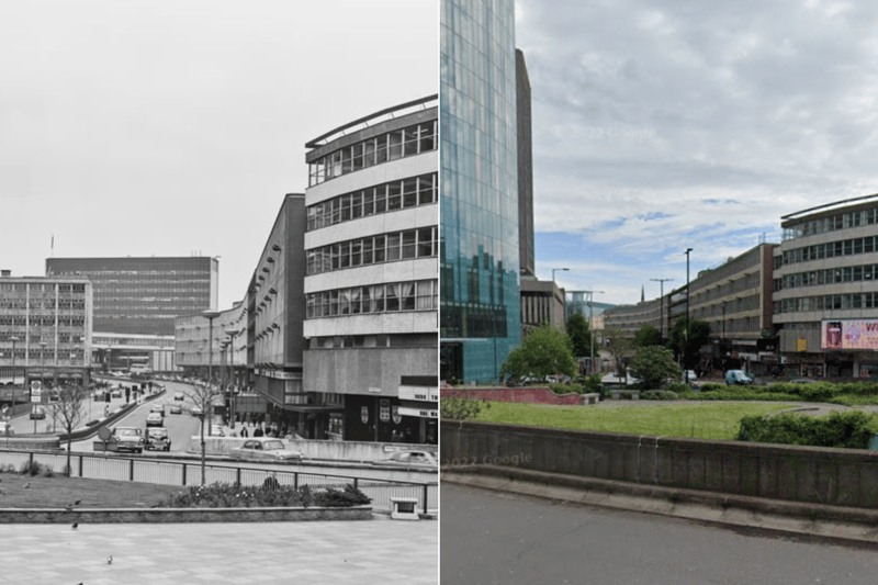 Smallbrook Queensway can be seen here in all its glory in the 1960s on the left and in the modern day on the right